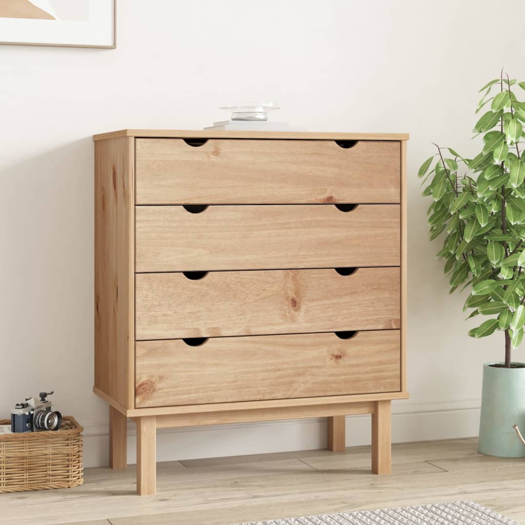 Drawer Cabinet Otta 76.5X39.5X90Cm Solid Wood Pine