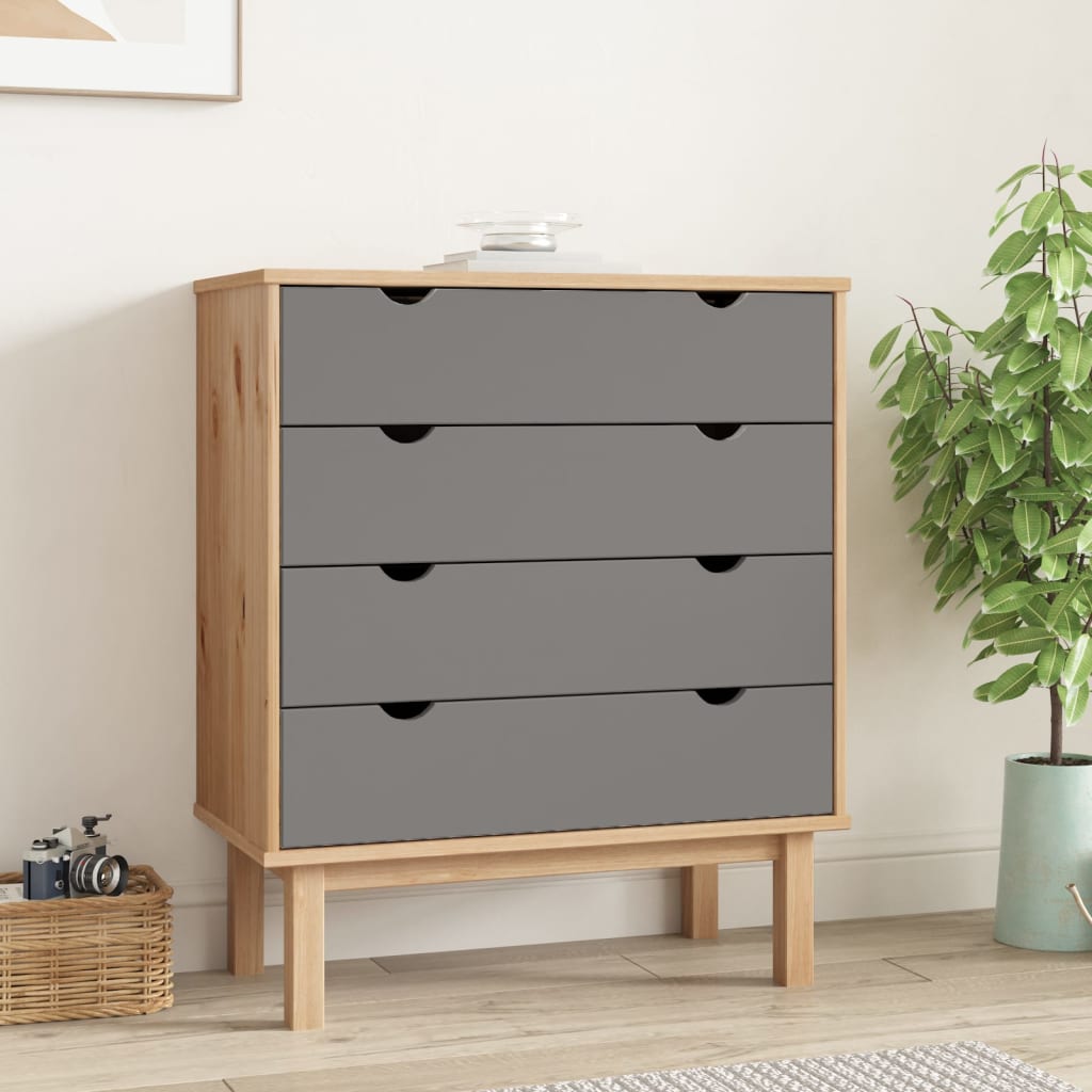 Drawer Cabinet Otta 76.5X39.5X90Cm Solid Wood Pine