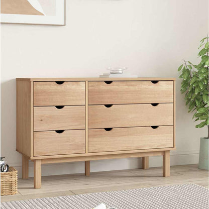 Drawer Cabinet Otta Brown&White 111X43X73.5 Cm Solid Wood Pine