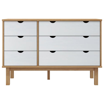 Drawer Cabinet Otta Brown&White 111X43X73.5 Cm Solid Wood Pine