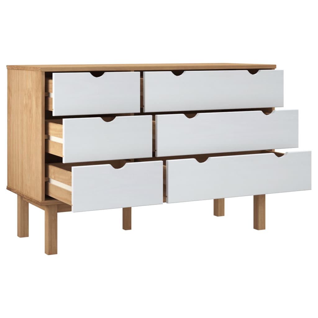 Drawer Cabinet Otta Brown&White 111X43X73.5 Cm Solid Wood Pine
