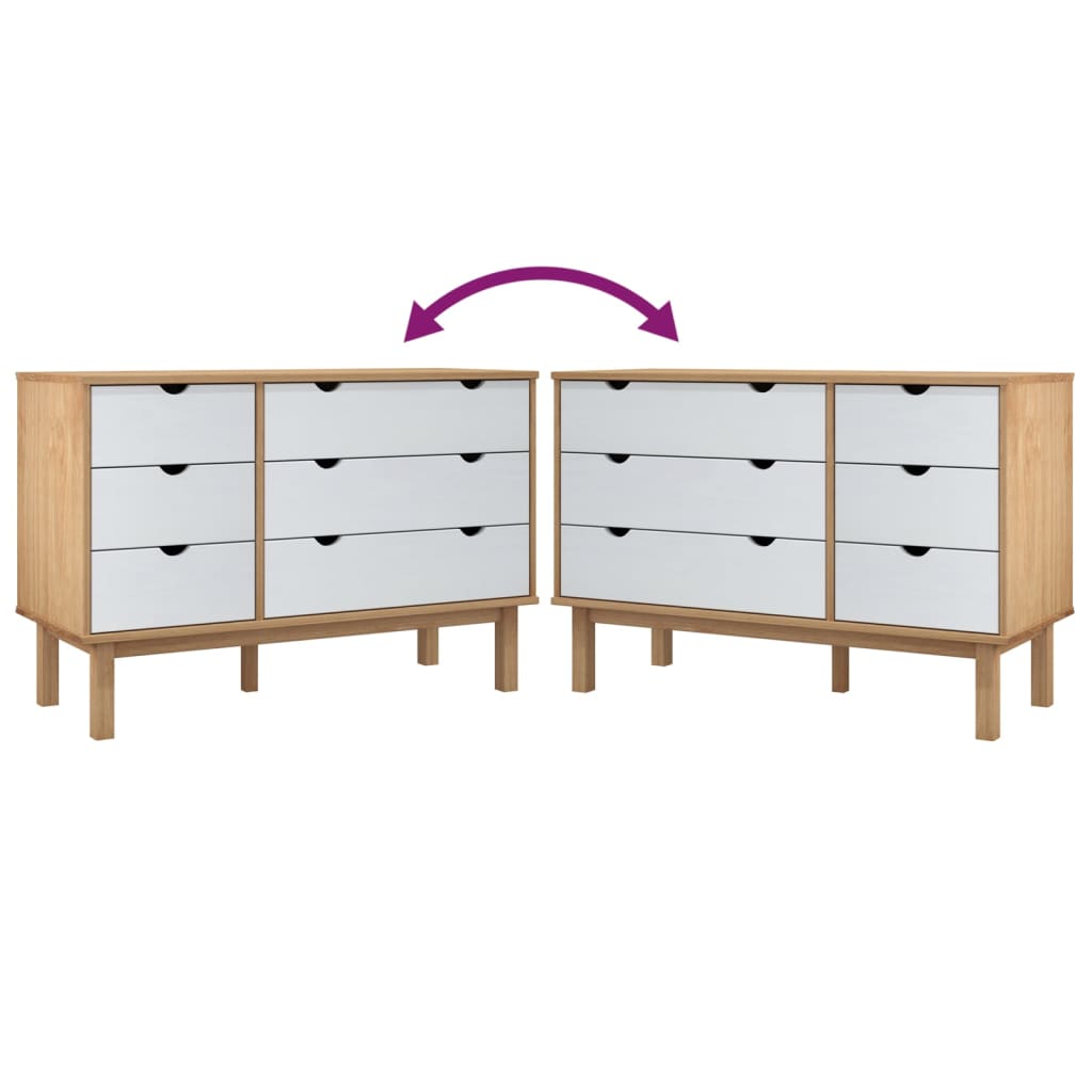 Drawer Cabinet Otta Brown&White 111X43X73.5 Cm Solid Wood Pine