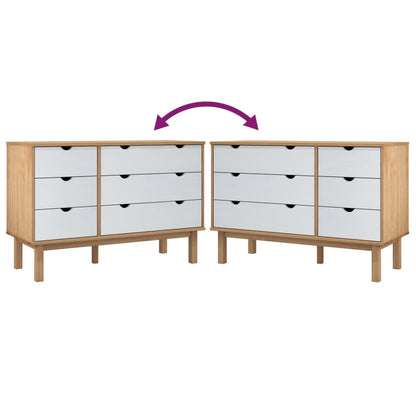 Drawer Cabinet Otta Brown&White 111X43X73.5 Cm Solid Wood Pine