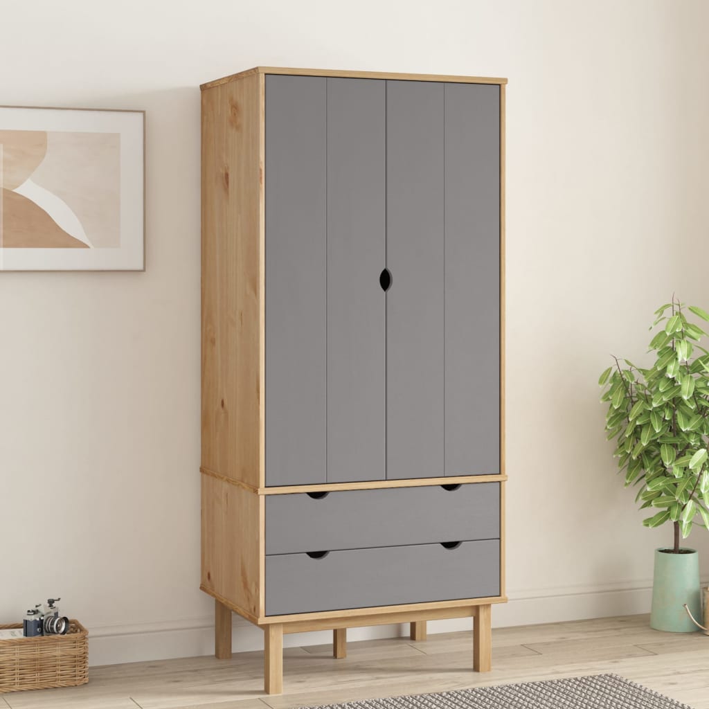 Wardrobe Otta 76.5X53X172 Cm Solid Wood Pine