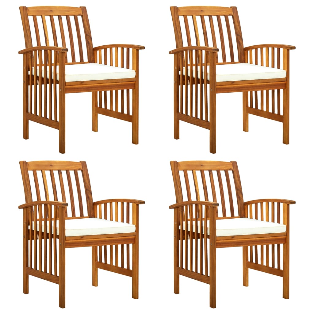Garden Dining Chairs 4 Pcs With Cushions Solid Wood Acacia