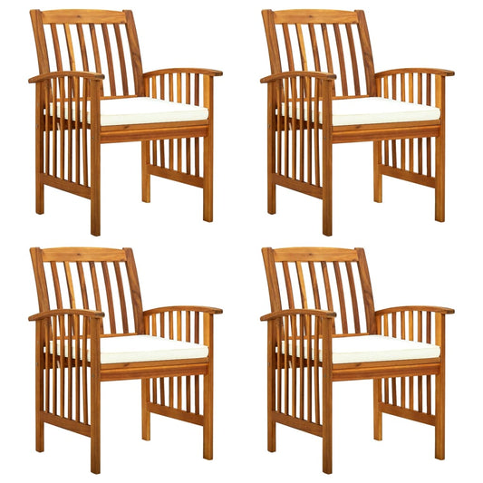 Garden Dining Chairs 4 Pcs With Cushions Solid Wood Acacia