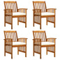 Garden Dining Chairs 4 Pcs With Cushions Solid Wood Acacia