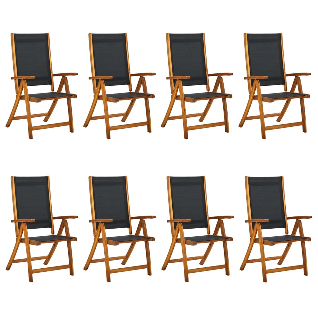 Folding Garden Chairs 4 Pcs Solid Wood Acacia And Textilene