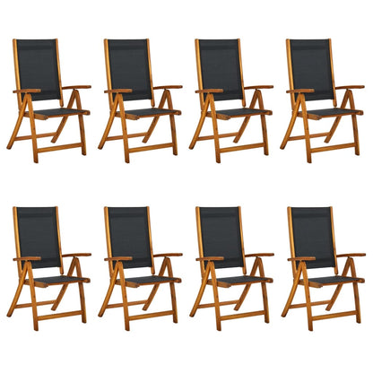 Folding Garden Chairs 4 Pcs Solid Wood Acacia And Textilene
