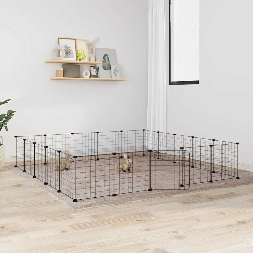 8-Panel Pet Cage Black 35X35 Cm Steel