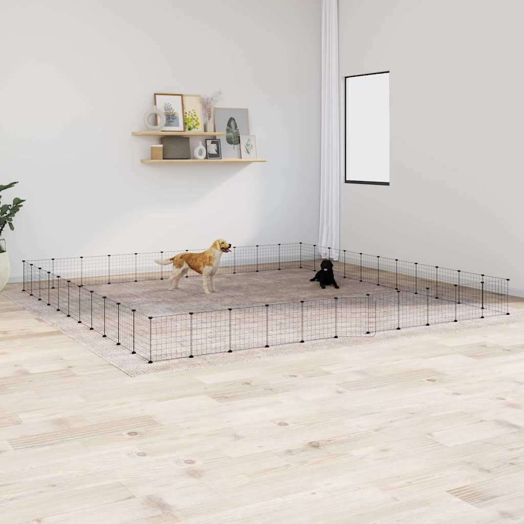 8-Panel Pet Cage Black 35X35 Cm Steel