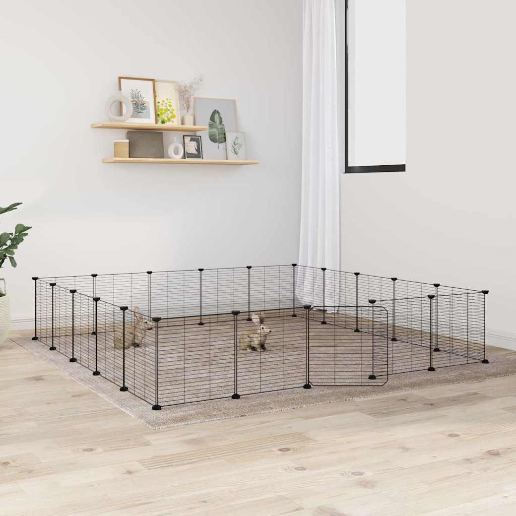 8-Panel Pet Cage Black 35X35 Cm Steel
