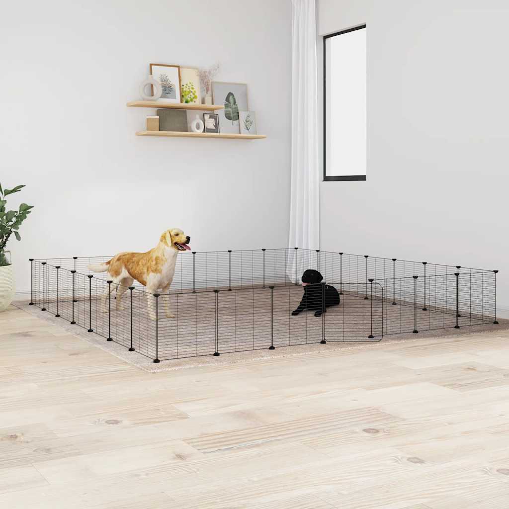 8-Panel Pet Cage Black 35X35 Cm Steel