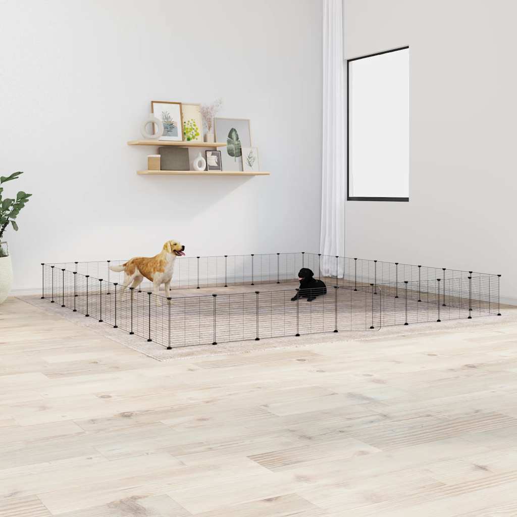 8-Panel Pet Cage Black 35X35 Cm Steel