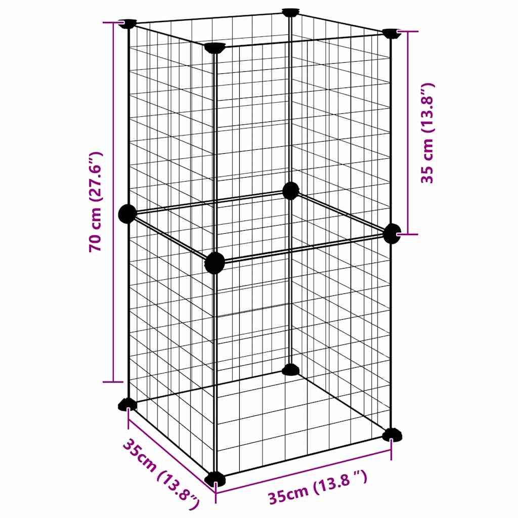 8-Panel Pet Cage Black 35X35 Cm Steel
