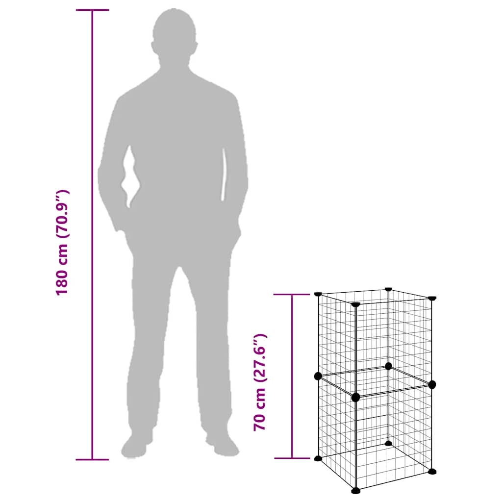 8-Panel Pet Cage Black 35X35 Cm Steel