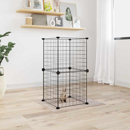 8-Panel Pet Cage Black 35X35 Cm Steel
