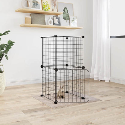8-Panel Pet Cage Black 35X35 Cm Steel