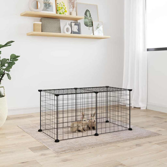 8-Panel Pet Cage Black 35X35 Cm Steel