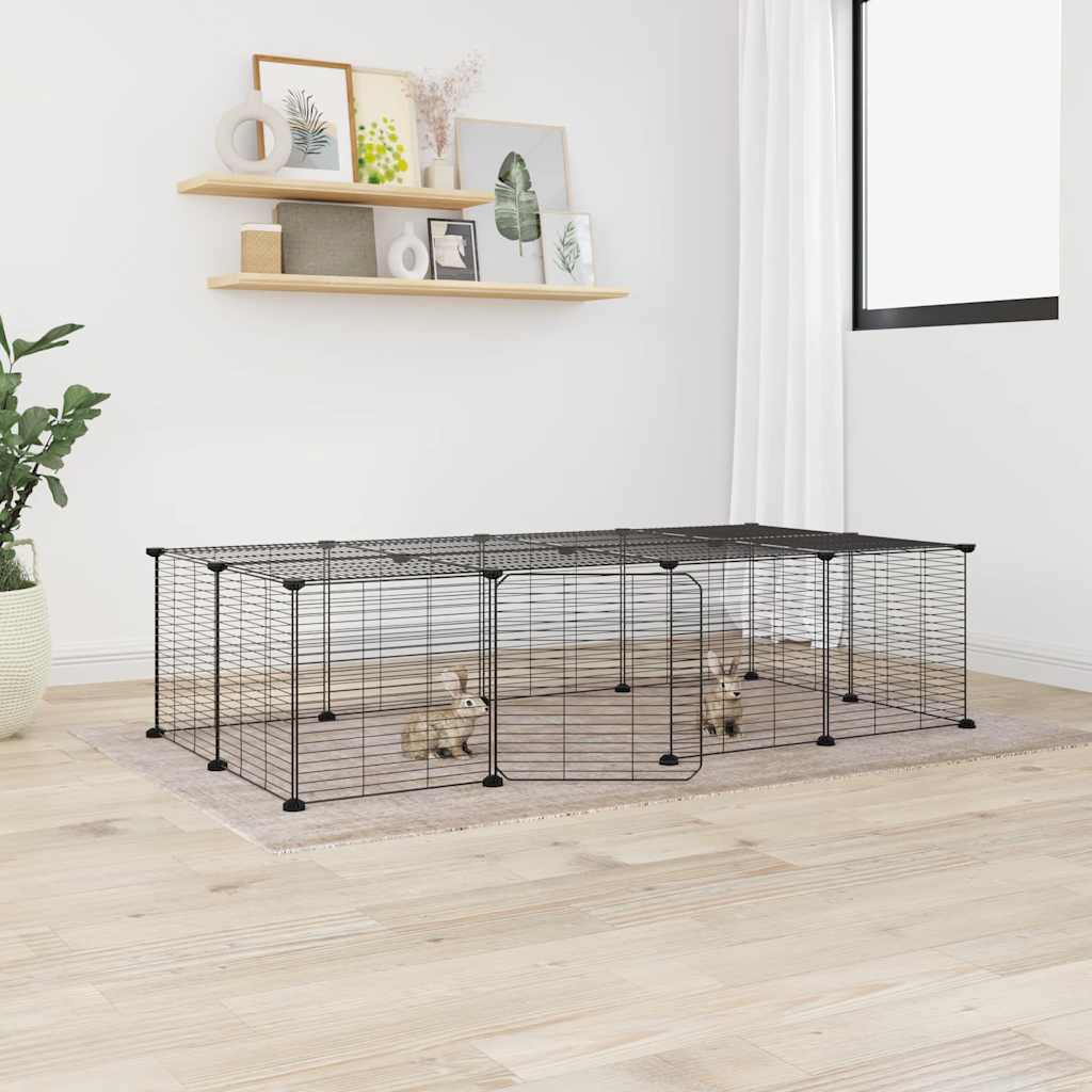 8-Panel Pet Cage Black 35X35 Cm Steel