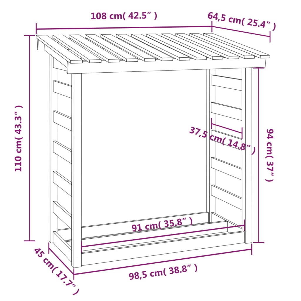 Firewood Rack Solid Wood Pine