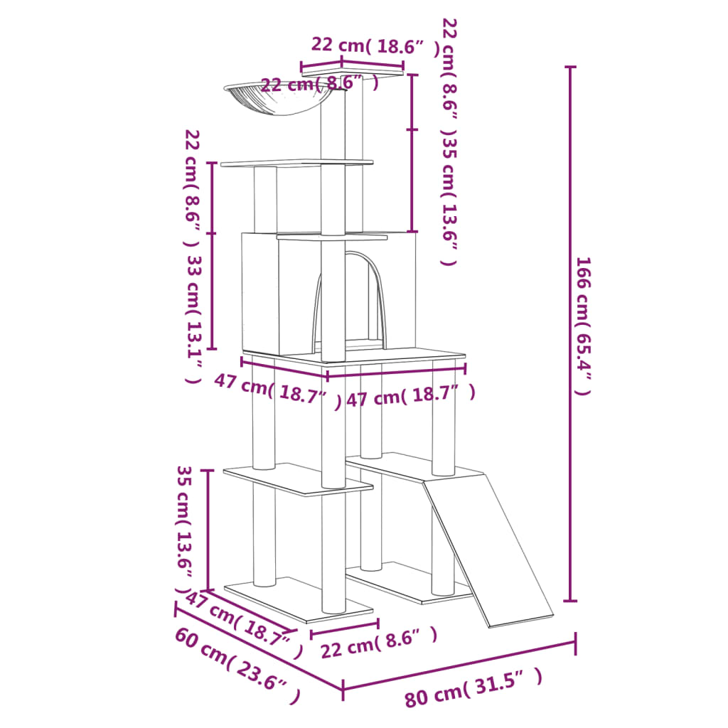 Cat Tree With Sisal Scratching Posts 166 Cm