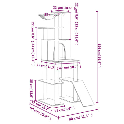 Cat Tree With Sisal Scratching Posts 166 Cm