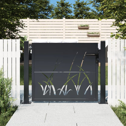 Garden Gate Anthracite Steel Grass Design