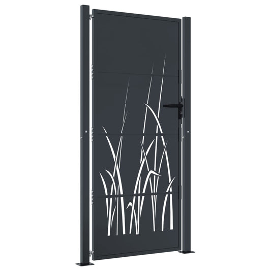 Garden Gate Anthracite Steel Grass Design