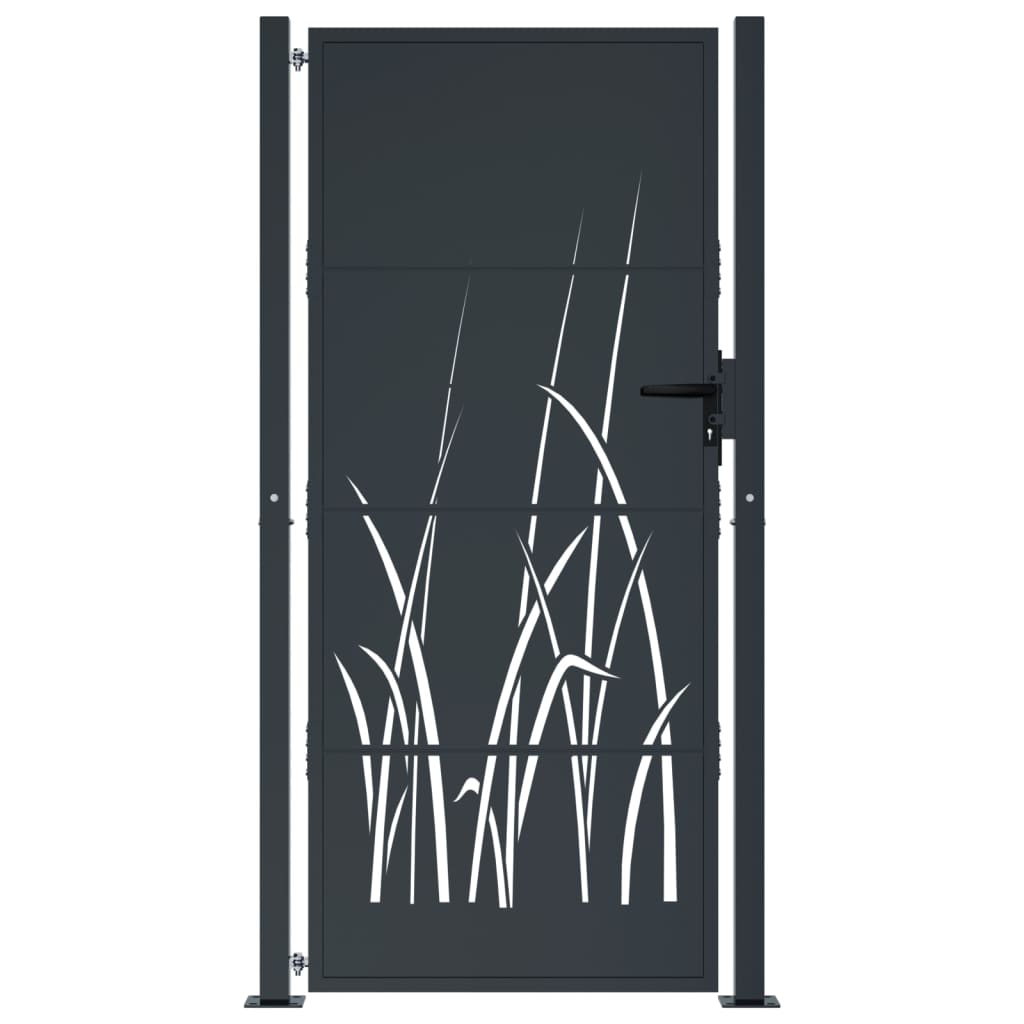 Garden Gate Anthracite Steel Grass Design