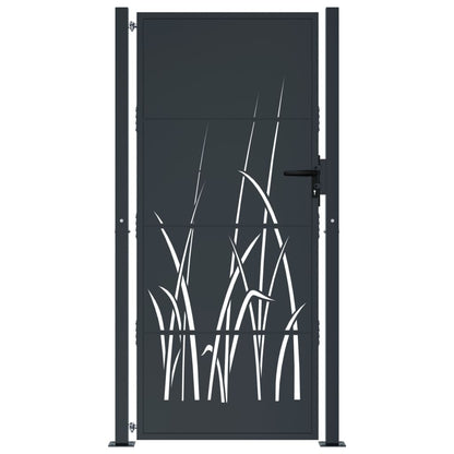 Garden Gate Anthracite Steel Grass Design