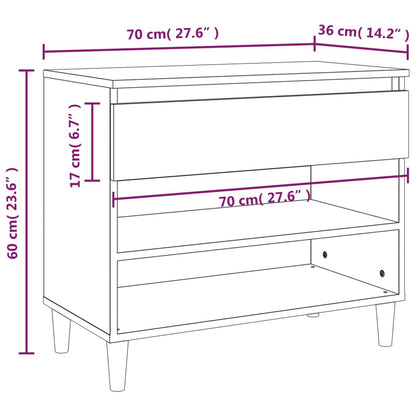 Shoe Cabinet 70X36X60 Cm Engineered Wood