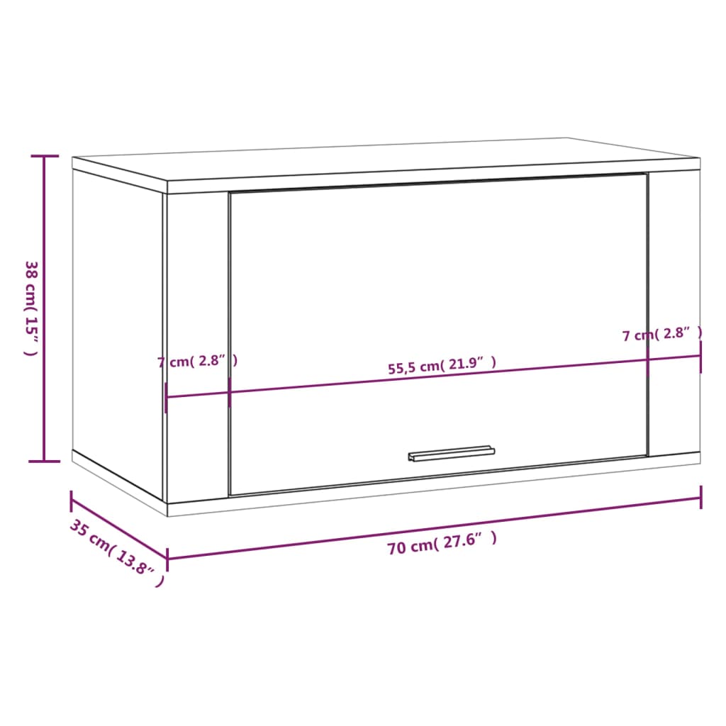 Wall-Mounted Shoe Cabinet 70X35X38 Cm Engineered Wood