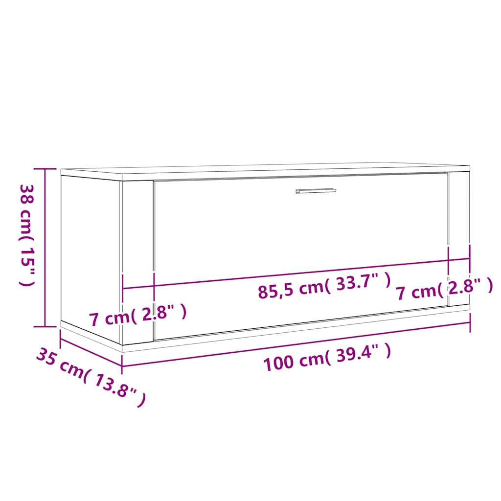 Wall Shoe Cabinet 100X35X38 Cm Engineered Wood