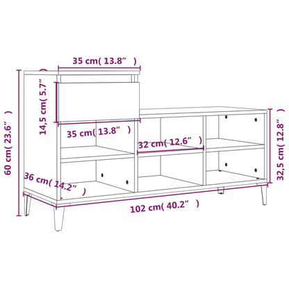Shoe Cabinet 102X36X60 Cm Engineered Wood