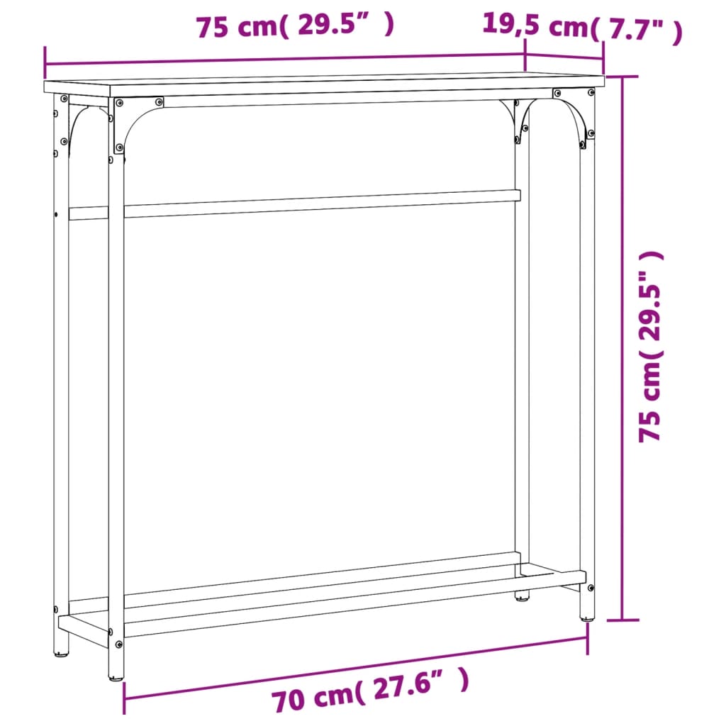 Console Table 75X19.5X75 Cm Engineered Wood