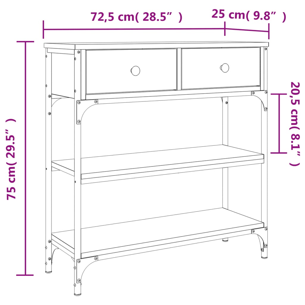Console Table 72.5X25X75 Cm Engineered Wood