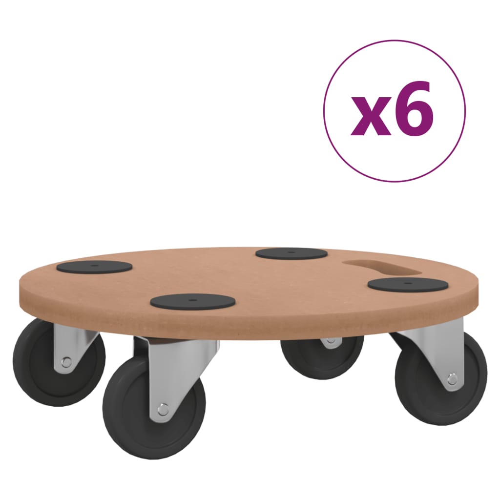 Dolly Trolleys 6 Pcs Round Engineered Wood