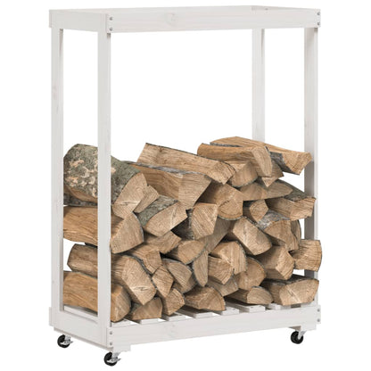 Log Holder With Wheels 76.5X40X108 Cm Solid Wood Pine
