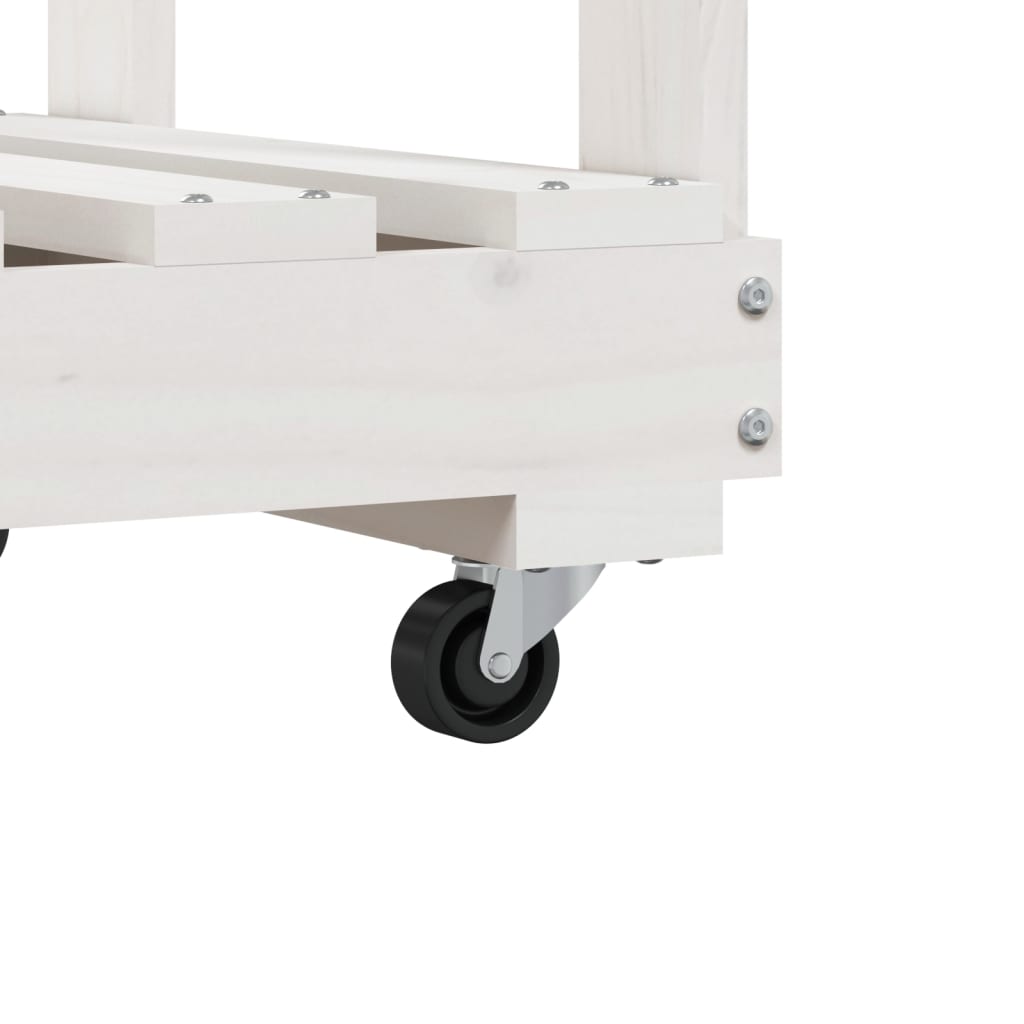 Log Holder With Wheels 76.5X40X108 Cm Solid Wood Pine
