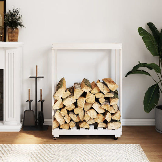Log Holder With Wheels 76.5X40X108 Cm Solid Wood Pine