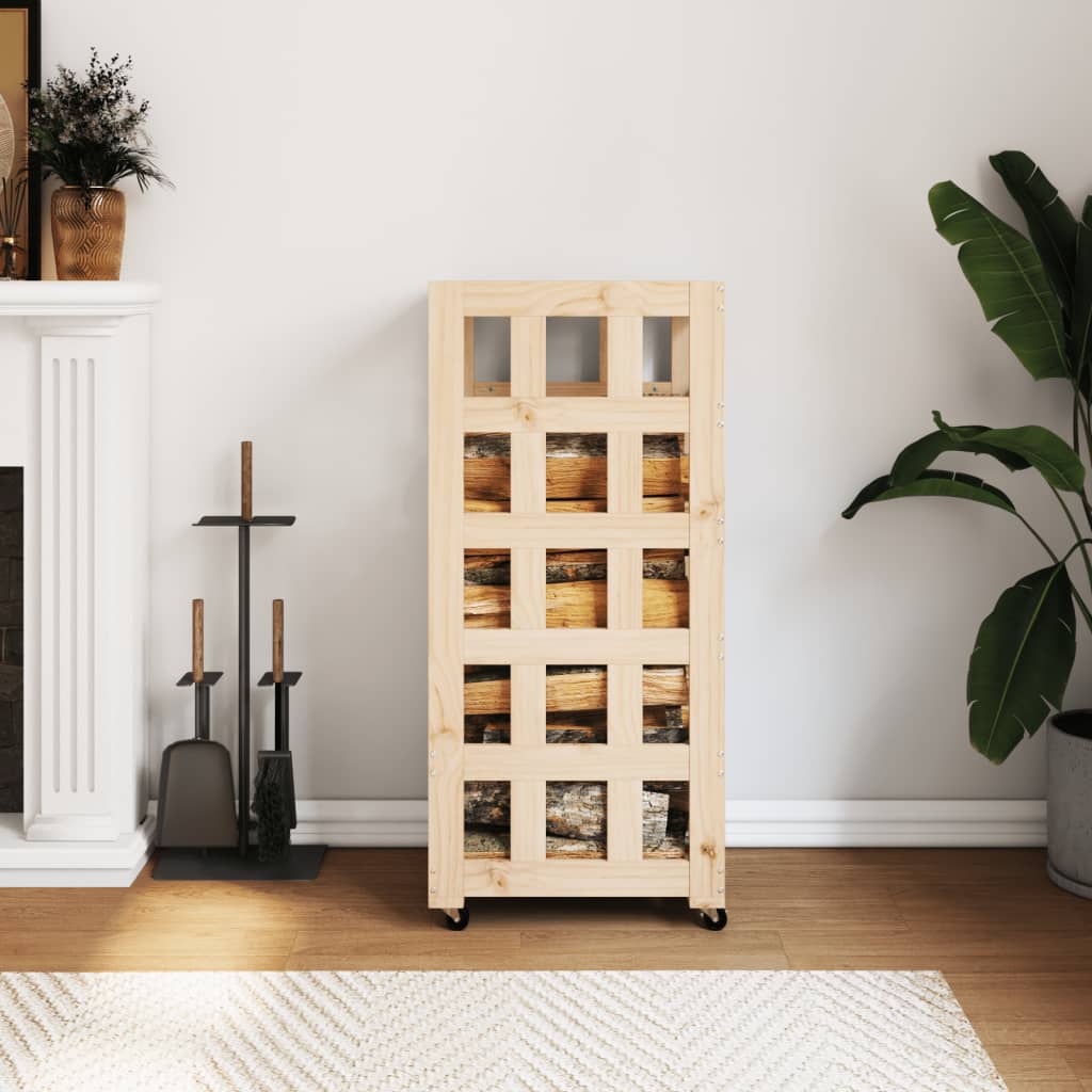 Log Holder With Wheels 40X49X110 Cm Solid Wood Pine