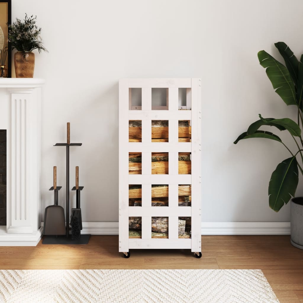 Log Holder With Wheels 40X49X110 Cm Solid Wood Pine