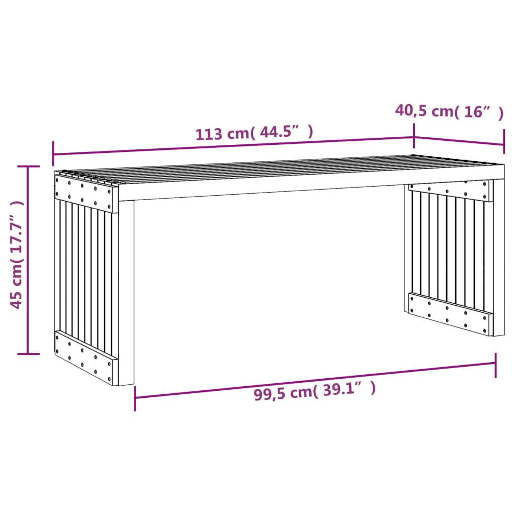 Garden Bench Extendable White 212.5X40.5X45 Cm Solid Wood Pine