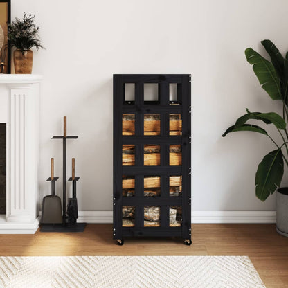 Log Holder With Wheels 40X49X110 Cm Solid Wood Pine