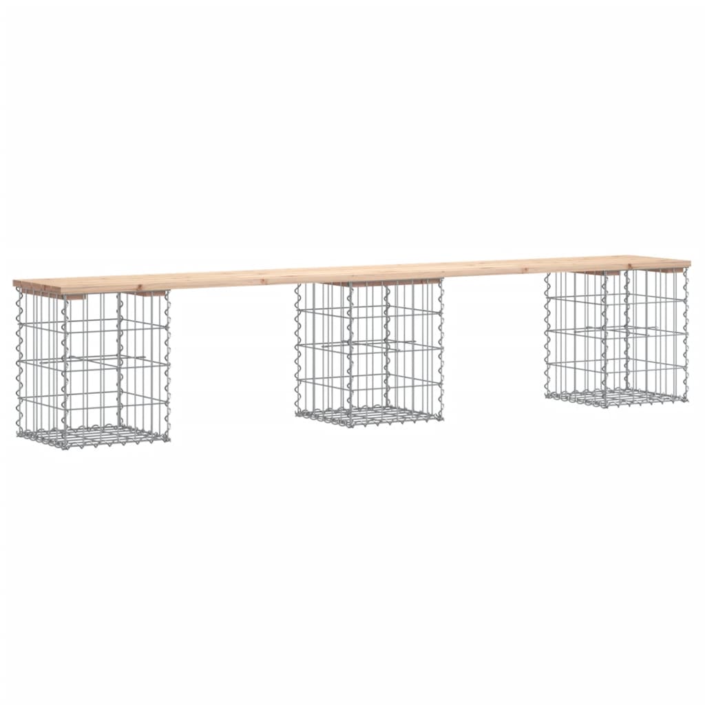 Garden Bench Gabion Design Solid Wood Pine