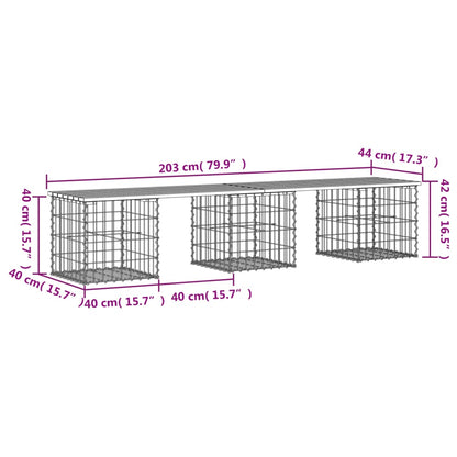 Garden Bench Gabion Design Solid Wood Pine