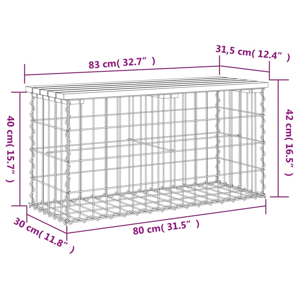 Garden Bench Gabion Design 83X31.5X42 Cm Solid Wood Douglas