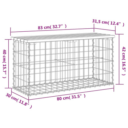 Garden Bench Gabion Design 83X31.5X42 Cm Solid Wood Douglas