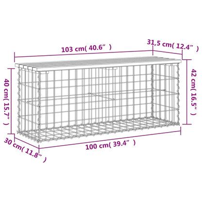 Garden Bench Gabion Design 103X31.5X42 Cm Solid Wood Pine